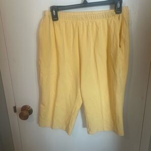 Lands' End womans Athletic capri Shorts in Bright Yellow. Medium.